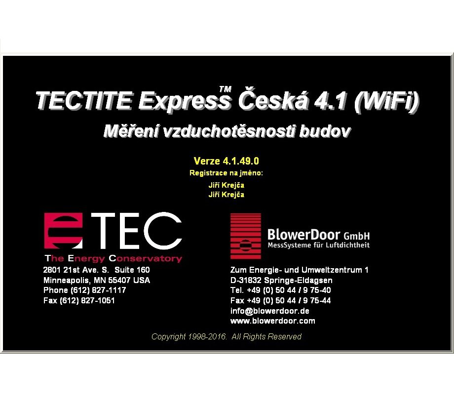 Software TECTITE pro měření vzduchotěsnosti staveb umí česky !!!